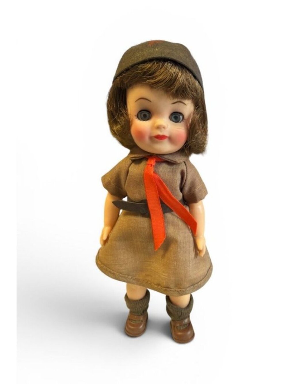 Vintage Girl Scouts Doll - Brown Uniform & Red Scarf - Collectible 1960s Memorab